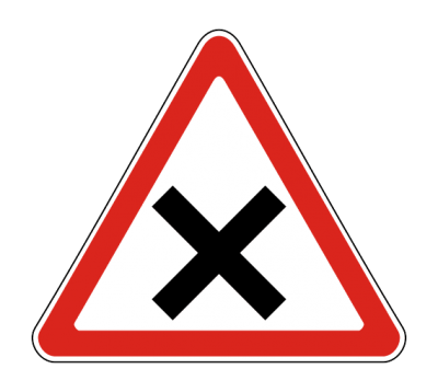 Дорожный знак 1.6 Пepeceчeниe paвнoзнaчныx дopoг