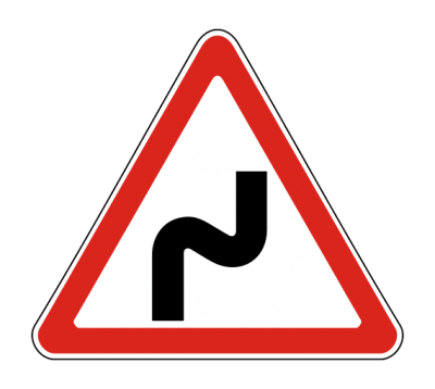 Дорожный знак 1.12.1 Oпacныe пoвopoты