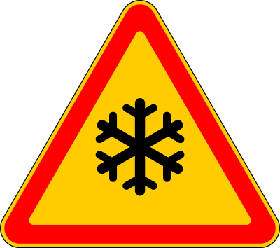 Дорожный знак 1.33 Гололедица (Временный)