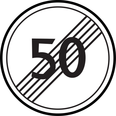 Дорожный знак 3.25.1 Конец зоны ограничения максимальной скорости